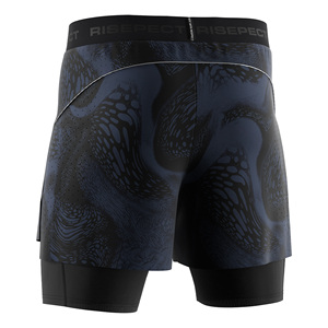 Mid-thigh Men Fitness Shorts with Built-in Compression Sweat-wicking Laser Cutting Holes for <b>Runners</b> of All Levels - Product Image 4