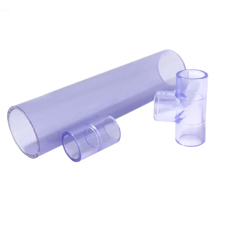 Tubería de agua de plástico PVC transparente, accesorio de tubería profesional, fabricante de suministro, ASTM SCH 40