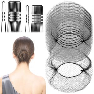 CJ820 60 Hairnets + U-type 6cm40 + U-type 5cm20 Redes para el cabello para moños Juego de horquillas en forma invisible Horquillas para el cabello para niñas - Product Image 2
