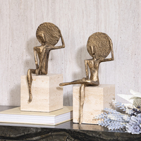 Sculpture abstraite décorative vintage en bronze noir pour commande en gros, ornement, cadeau d'entreprise, fourniture, art de bureau