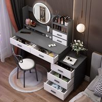 Coiffeuse en bois miroir, coiffeuse de chambre à coucher, coiffeuse avec miroir, meubles de maison, panneau en bois moderne, commode MDF
