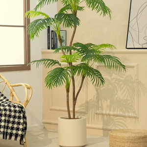 Palmier artificiel de simulation vert pour jardin intérieur, plante artificielle haut de gamme en plastique, bonsaï, décoration en pot - Product Image 1