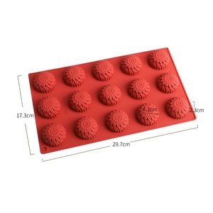 Molde de 15 cavidades semicirculares con forma de flor para mousse, pasteles, helados, chocolate, DIY, apto para alimentos, venta al por mayor - Product Image 1