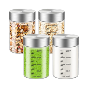 CWHHRN 8 Oz Botellas de jugo de vidrio de borosilicato Paquete de 4 Tapas a prueba de fugas Sin BPA Lavavajillas Microondas Seguro Camping Uso <span class=keywords><strong>Shaker</strong></span> - Product Image 1