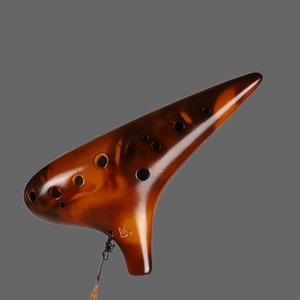 Ocarina en céramique jaune ambre fumé à 12 trous, accordée avec précision, instrument à vent folklorique pour la performance musicale - Product Image 4