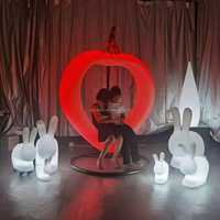 Fauteuil suspendu moderne en forme de cœur avec éclairage LED, coussin lumineux RGB imperméable, 2 places, pour la maison et l'extérieur