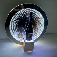 Présentoir à vin VIP en acrylique avec miroir infini LED rond pour bouteille de champagne, idéal pour les bars et les discothèques