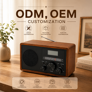 Haut-parleur Bluetooth rétro en bois, <span class=keywords><strong>radio</strong></span> FM/AM, lecture de carte USB/TF, batterie rechargeable intégrée, prise en charge de la personnalisation ODM/OEM - Product Image 4