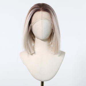 Nouveaux produits Perruques Lace Front HD 13x6 <span class=keywords><strong>Blond</strong></span> Platine Ombré Bob avec Raie Libre, Bonnet en filet respirant et Ligne de Cheveux Naturelle pour Femmes - Product Image 2
