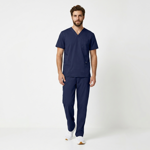 Unisex <b>Scrub</b> <b>Top</b> Pants Set Short Sleeve Pocket Medical Uniform Hospital Clinic Breathable Worsted Fabric Cotton Elastane Blend - Product Image 5
