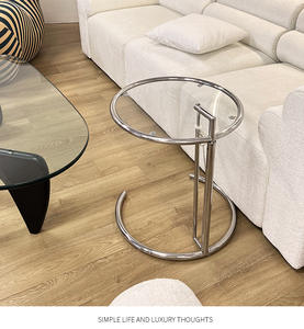 Yuaoo Internet Celebrity Stainless Steel Glass <strong>Adjustable</strong> <strong>Height</strong> Corner Retractable Coffee <strong>Table</strong> Designer Simple Small <strong>Table</strong> - Product Image 3