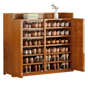 Hot Sales wooden shoe cabinet 4-Door Wood Entryway 36 Pair Shoe Storage Cabinet
