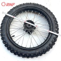 Ensemble complet de roue arrière 14 pouces 60/100-14 avec pneu à profil profond, jante en acier, moyeu à tambour et roulements 12/15 mm pour moto tout-terrain et dirt bike