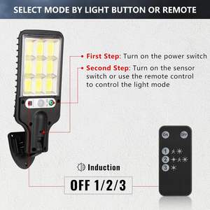 Lampe murale solaire extérieure LED étanche IP65 avec détecteur de mouvement pour jardin, patio, porte de garage, sécurité, télécommande, éclairage de rue - Vente en gros - Product Image 2