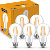 Ampoule à filament LED A60, culot E27, verre ambré vintage Edison, 3000K/6500K, 480-1200LM, économie d'énergie, garantie de 2 ans
