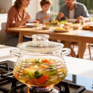 Olla de Vidrio para Cocinar de 2000 ml, Utensilios de Cocina, Vidrio Borosilicato Resistente al Calor, Ligero y Duradero, Producto de Fábrica al por Mayor para EE. UU. - Product Image 2