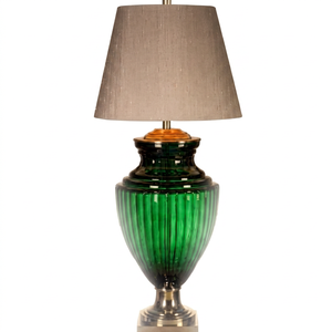 Minimalist Glass <b>Table</b> <b>Lamp</b> With Beige Shade Unique Design Decorative Lighting Fixture - Product Image 3