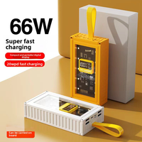 Power Bank LED Transparan Dropshipping 66W Pengisian Super Cepat 50000mAh Kapasitas Besar Sumber Daya Portabel Mobile
