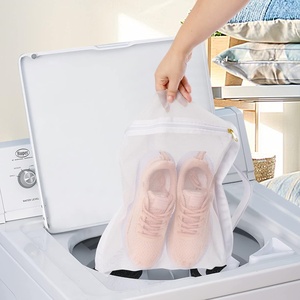 Bolsa de red de lavado para <span class=keywords><strong>secadora</strong></span> de zapatillas blancas grandes, malla HoneyComber con correa de cremallera, zapatos reutilizables, herramienta de lavandería para uso doméstico - Product Image 2