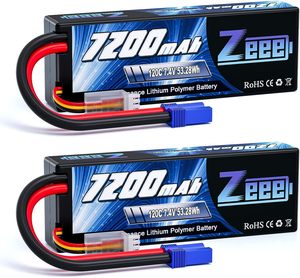 Zeee 2S Lipo 배터리 7200mAh <span class=keywords><strong>7.4V</strong></span> 120C 하드 케이스 <span class=keywords><strong>RC</strong></span> 배터리 EC5 커넥터와 1/8 1/10 <span class=keywords><strong>RC</strong></span> 자동차 트럭 <span class=keywords><strong>RC</strong></span> 차량 레이싱 모드 - Product Image 1