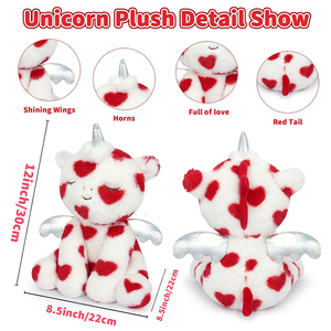 Peluche Unicorno V404 di Alta Qualità, 12 Pollici, Morbido con Motivo a Cuori, Regalo Romantico per Moglie, Bambini, Fidanzata - Product Image 2