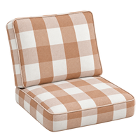 Coussin de chaise de bistrot amovible en cannage, motif pied-de-poule caramel, idéal pour brunch, thé, déjeuner, jardin, barbecue