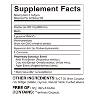 Gélules de peptides de cuivre GHK-Cu avancées, complexe beauté antioxydant pour la peau et les cheveux avec biotine, acide hyaluronique et L-carnosine, approvisionnement en vrac OEM