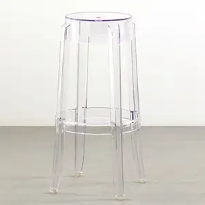 Mobilier d'usine Tabouret haut empilable moderne en résine plastique tabouret de bar en acrylique fantôme transparent et clair