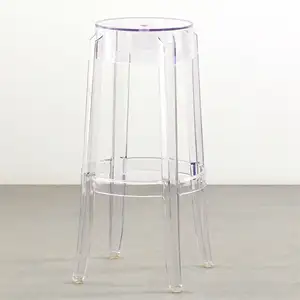 Cheap Bar Stools Factory Furniture Modern Stackable Plastic Resin High Barstool Transparent Clear Ghost Acrylic Bar Stool