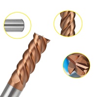 Set End Mill Tungsten Carbide 4-Flute HRC90 Berlapis TiAlN untuk Baja Lunak, Baja Tahan Karat, Aluminium, Aksesoris Router CNC