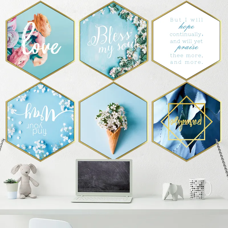 Nordic Stijl Kleurrijke Kleine Bloemen Muursticker Zes Frame Behang Home Decoratie Voor Vrouwen Woonkamer Slaapkamer Muurtattoo