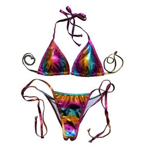 Maillots de bain deux pièces mini dégradé multicolore personnalisés pour femmes - Ensemble sexy - Product Image 1