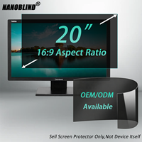 Filtre de confidentialité de haute qualité pour moniteur 20 pouces 16:9, OEM/ODM disponible, film anti-espion, anti-lumière bleue, résistant aux rayures