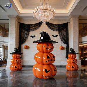 Luxury Fiberglass Pumpkin Sculpture High-End Halloween Decor Custom Design <b>Large</b> Pumpkin Sculpture Unique Halloween Art - Product Image 5
