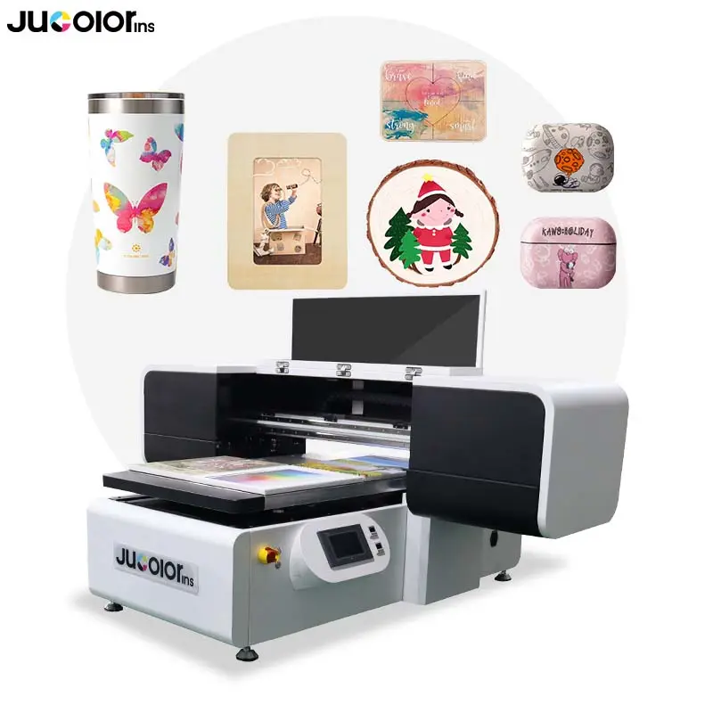 Jucolor Snelle Ronde Fles Afdrukken 6090 A1 Uv Printer Multifunctionele Sticker Afdrukken Uv Digitale Printer