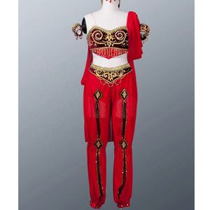 Ropa de actuación de baile Terciopelo blanco Vientre <span class=keywords><strong>indio</strong></span> Traje de estilo árabe Danzante Maya Danza árabe Trajes de vientre tribal - Product Image 6