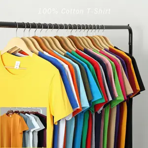 アパレルストック高品質綿100% サマーカスタムロゴプリントTシャツメンズブランクプレーンTシャツプレミアムコットン210gsmTシャツ