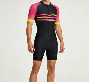 Combinaison de triathlon ZEDE noire et rose dégradée, haute élasticité, tissu respirant, vêtements d'entraînement pour la natation, le cyclisme et la course à pied - Product Image 3
