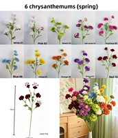 6 têtes de fleurs artificielles en soie PU, Dahlia et Chrysanthème, style floral printanier, pour décoration intérieure, salon, table à manger, mariage