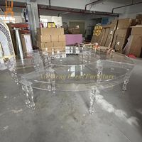 Table ronde de salle à manger de mariage de luxe de forme d'hôtel de banquet d'événement d'acrylique transparent de conception moderne