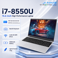 Ordinateur portable professionnel argenté 15,6 pouces Intel i7 8550U 4 cœurs 8 threads, graphismes UHD 620, SSD en option, batterie 5000 mAh, interfaces USB HD