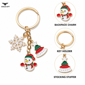 Porte-clés mignon en ruban personnalisable avec logo, pendentif en cristal doré, cadeau souvenir festif de Noël, personnalisable - Product Image 1