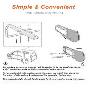 Tente Pare-Soleil Latérale pour Voiture en Alliage d'Aluminium Oxford, Imperméable, Montage Rapide, au Design d'Usine OEM - Product Image 6
