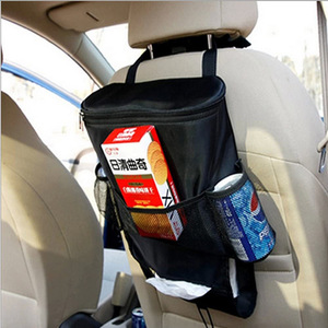 Bolsa de almacenamiento aislada para respaldo de asiento de coche, organizador de tela Oxford negra de 5L con compartimento refrigerador para viajes y uso diario - Product Image 5