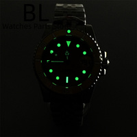 BLIGER 40mm montre revêtue de titane pour hommes NH35 mouvement bleu Sunburst cadran rotatif en céramique insérer verre saphir étanche Date