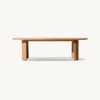 Ensemble de salle à manger en teck d'extérieur avec structure en bois massif, mobilier de jardin de style américain pour villa
