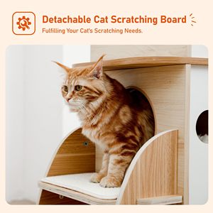 Tour à chat en bambou moderne et esthétique, design fusée, station d'activités professionnelle, centre de jeu robuste à plusieurs niveaux pour chatons, en carton - Product Image 6