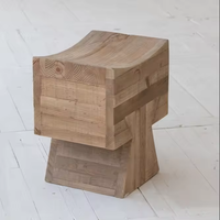 Tabouret en bois massif en pin blanc recyclé, meuble d'appoint rustique pour salon, chambre à coucher, chaise longue de détente