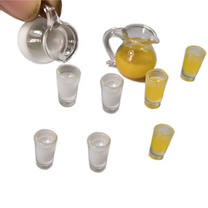 Service à thé miniature en verre pour maison de poupée, tasses et théière en acrylique transparent, accessoires de décoration pour cuisine d'enfants - Product Image 6