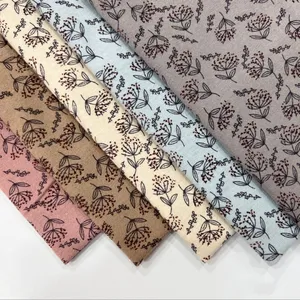 Pabrik Outlet populer dicetak flanel bunga klasik cetak kustom kain katun untuk pakaian gaun